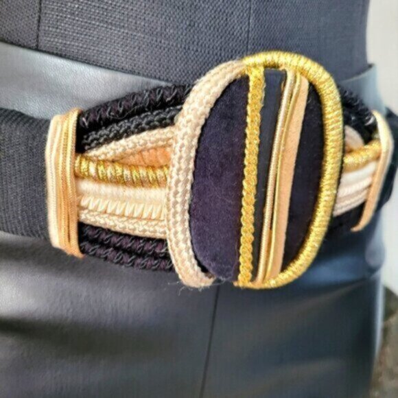 Retro Gold tone Elastic Rope Belt NWT Sz Medium - Picture 10 of 10
